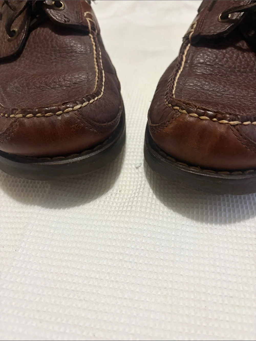 MENS LL BEAN HAND SEWN BROWN LOAFER OXFORD SHOES